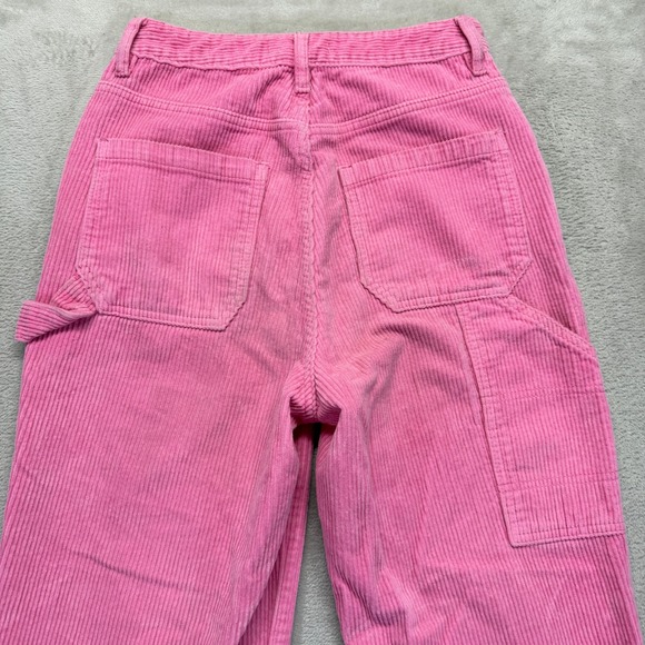 Pacsun Pants Women 26 90s BF Carpenter Pink Corduroy High Waist Straight Utility - Picture 9 of 14